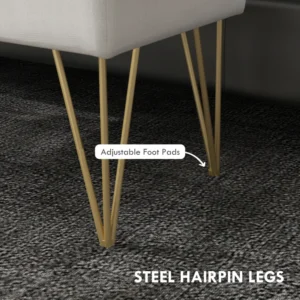 HOMCOM Κρεβάτι κάτω πάγκος με υφασμάτινο χώρο αποθήκευσης και ατσάλινα πόδια, 100x40x49cm, κρέμα 831-735V00CW - Image 4