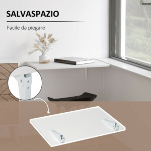 Πτυσσόμενο Επιτοίχιο Βοηθητικό Τραπεζάκι 60 x 40 x 20 cm HOMCOM 833-179WT - Image 3