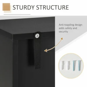 Ντουλάπα παπουτσιών Homcom εξοικονόμηση χώρου κινητή πόρτα εισόδου παπουτσιών μοντέρνα μαύρη ξυλεία 8 θήκες 80x24x120 cm 833-215BK - Image 4