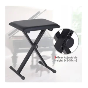 Πτυσσόμενο Σκαμπό Πιάνου με Μεταλλικό Σκελετό 39 x 29 x 51 cm HOMCOM 833-514 - Image 3