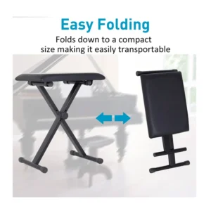 Πτυσσόμενο Σκαμπό Πιάνου με Μεταλλικό Σκελετό 39 x 29 x 51 cm HOMCOM 833-514 - Image 4