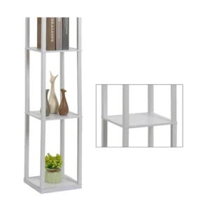 Ξύλινο Φωτιστικό Δαπέδου με 3 Ράφια 40 W Χρώματος Λευκό HOMCOM 833-623V90WT - Image 3