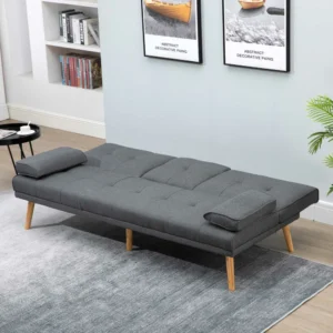 Ανακλινόμενος καναπές-κρεβάτι 3 θέσεων HOMCOM με 2 αποσπώμενα μπράτσα, από ύφασμα λινό και ξύλο λεύκας, 181x77x72 cm 833-663CG - Image 7