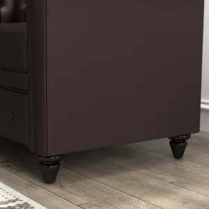 2θέσιος καναπές στυλ Chesterfield με αφαιρούμενο μαξιλάρι, από συνθετικό δέρμα, ξύλο και μέταλλο, 160x84x80 cm  Σκούρο Καφέ 833-709V00DR HOMCOM - Image 7