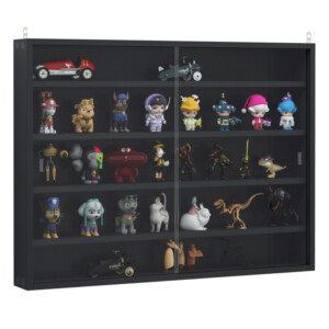 Ντουλάπι τοίχου HOMCOM 5 επιπέδων με ρυθμιζόμενα ράφια, σε γυαλί και μοριοσανίδα, 80x9,5x60 cm, μαύρο 833-761 - Image 8