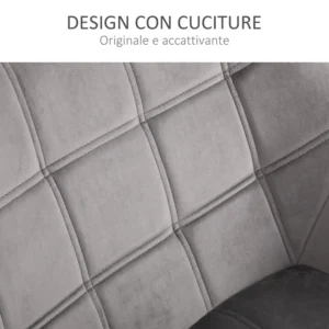 Πολυθρόνα HOMCOM Nordic style σε ξύλο και γκρι βελούδινο εφέ για σαλόνι ή γραφείο, 64x62x72,5 cm 833-799V00GY - Image 3