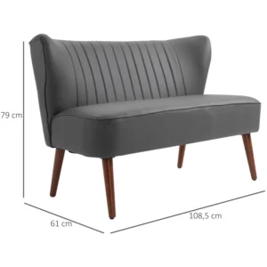 Διθέσιος καναπές Homcom με ξύλινο σκελετό και γκρι επένδυση από συνθετικό δέρμα 833-808 - Image 2