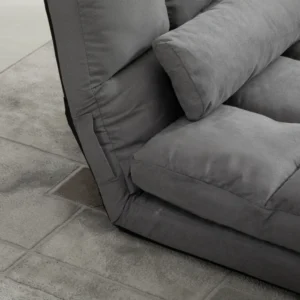 HOMCOM Πτυσσόμενος καναπές δαπέδου με ανακλινόμενη πλάτη και μαξιλάρια 7 επιπέδων, 130x73x60cm ανοιχτό γκρι 833-932 - Image 6