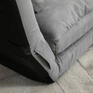 HOMCOM Πτυσσόμενος καναπές δαπέδου με ανακλινόμενη πλάτη και μαξιλάρια 7 επιπέδων, 130x73x60cm ανοιχτό γκρι 833-932 - Image 7