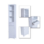 Ξύλινη Στήλη Μπάνιου με 1 Ντουλάπι και 3 Ράφια 35 x 24 x 170 cm HOMCOM 834-077 - Image 2