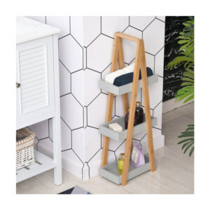 Ραφιέρα Μπάνιου από Μπαμπού με 3 Ράφια 30 x 18 x 81 cm Kleankin 834-100V01GY - Image 4