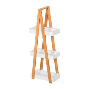 Ραφιέρα Μπάνιου από Μπαμπού με 3 Ράφια 30 x 18 x 81 cm Χρώματος Λευκό Kleankin 834-100V01WT - Image 4