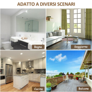 Kleankin  Ράφι Μπάνιου σε Σχήμα Σκάλας με 4 Ράφια από Ξύλο Πεύκου και Μπαμπού, 35x36x138.5 εκ., Λευκό και Ξύλο  834-216 - Image 6