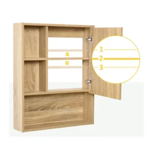 Καθρέπτης Μπάνιου με Ντουλάπι 60 x 15 x 76 cm Kleankin 834-259 - Image 3