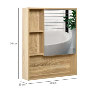 Καθρέπτης Μπάνιου με Ντουλάπι 60 x 15 x 76 cm Kleankin 834-259 - Image 5