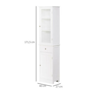 Ξύλινη Στήλη Μπάνιου με 1 Ντουλάπι και 3 Ράφια 40 x 27 x 171.5 cm Kleankin 834-291 - Image 5