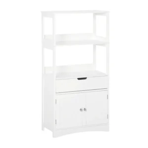 Ραφιέρα Μπάνιου με 2 Ράφια και 1 Ντουλάπι 60 x 122.5 x 33 cm Kleankin 834-309 - Image 4