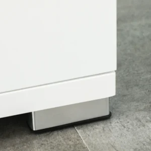 kleankin Ντουλάπι μπάνιου από μοριοσανίδα λευκή με 2 ντουλάπια με πόρτες και 2 ανοιχτά ράφια, 80x33,5x190 cm 834-529V00WT - Image 6