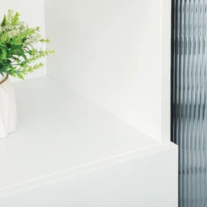 kleankin Ντουλάπι μπάνιου από μοριοσανίδα λευκή με 2 ντουλάπια με πόρτες και 2 ανοιχτά ράφια, 80x33,5x190 cm 834-529V00WT - Image 7