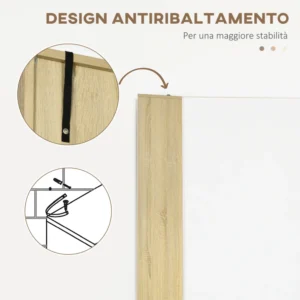 kleankin Ντουλάπι μπάνιου από μοριοσανίδα λευκή με 2 ντουλάπια με πόρτες και 2 ανοιχτά ράφια, 53x33,5x195,7 cm 834-529V01WT - Image 4