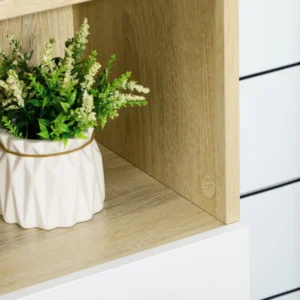 kleankin Ντουλάπι μπάνιου από μοριοσανίδα λευκή με 2 ντουλάπια με πόρτες και 2 ανοιχτά ράφια, 53x33,5x195,7 cm 834-529V01WT - Image 6