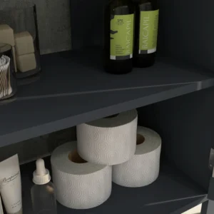 kleankin νεσεσέρ σε μοριοσανίδα και MDF με 2 πόρτες με ρυθμιζόμενο εσωτερικό ράφι, 60x30x60 cm, γκρι 834-575V00GY - Image 6