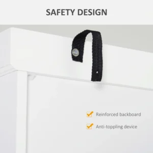 Ξύλινο Έπιπλο με 2 Ντουλάπια και 1 Συρτάρι 76 x 40.5 x 184 cm HOMCOM 835-115WT - Image 3