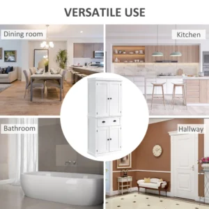 Ξύλινο Έπιπλο με 2 Ντουλάπια και 1 Συρτάρι 76 x 40.5 x 184 cm HOMCOM 835-115WT - Image 4