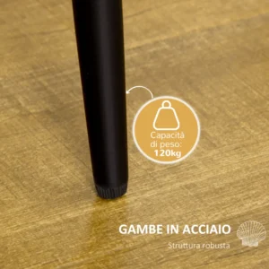 HOMCOM Σετ με 2 Επενδυμένες Καρέκλες Σαλονιού και Τραπεζαρίας, σε Μεταλλικό και Μπεζ ύφασμα Velvet Effect, 52x54x79 cm 835-253V00CW - Image 3