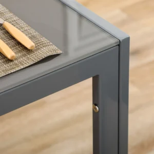 Σετ τραπεζαρίας HOMCOM 5 τεμαχίων με 1 τραπεζαρία και 4 μοντέρνες καρέκλες από συνθετικό δέρμα, μέταλλο και σκληρυμένο γυαλί, γκρι 835-255V00GY - Image 6