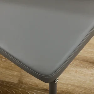 Σετ τραπεζαρίας HOMCOM 5 τεμαχίων με 1 τραπεζαρία και 4 μοντέρνες καρέκλες από συνθετικό δέρμα, μέταλλο και σκληρυμένο γυαλί, γκρι 835-255V00GY - Image 7