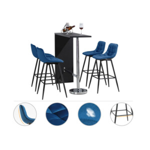 Σετ Μεταλλικά Σκαμπό Μπαρ με Βελούδινη Επένδυση 45 x 47 x 88 cm 2 τμχ HOMCOM 835-271BU - Image 3