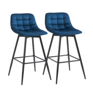 Σετ Μεταλλικά Σκαμπό Μπαρ με Βελούδινη Επένδυση 45 x 47 x 88 cm 2 τμχ HOMCOM 835-271BU - Image 6