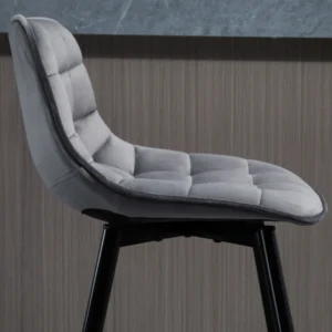 HOMCOM Σετ 2 σκαμπό μπαρ Καρέκλες με ταπετσαρία Nordic Style Γκρι βελούδο 835-271GY - Image 7