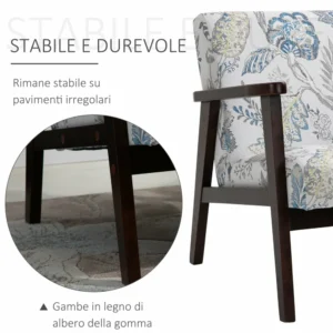 Καρέκλα HOMCOM για Πολυθρόνα σαλονιού με επένδυση με μπράτσα από ξύλο και ύφασμα 835-288 - Image 4