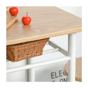 Σετ Μεταλλικό Ορθογώνιο Τραπέζι - Bar 80 x 50 x 90 cm με 2 Σκαμπό Χρώματος Λευκό HOMCOM 835-297WT - Image 2