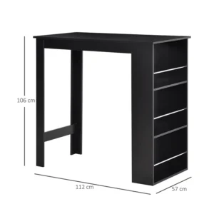 Ξύλινο Ορθογώνιο Τραπέζι - Bar με 3 Ράφια 112 x 57 x 106 cm HOMCOM 835-390BK - Image 4