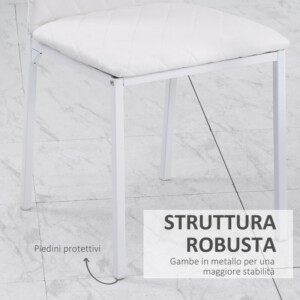 HOMCOM Σετ 4 Επενδυμένες Καρέκλες Τραπεζαρίας με Κάλυμμα Δερματίνης, 41x50x91cm - Λευκό 835-478WT - Image 4