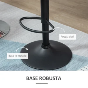 HOMCOM Σετ 2 περιστρεφόμενων σκαμπό μπαρ με ρυθμιζόμενο ύψος, βελούδινη επένδυση και στρογγυλή βάση - γκρι 835-506CG - Image 3