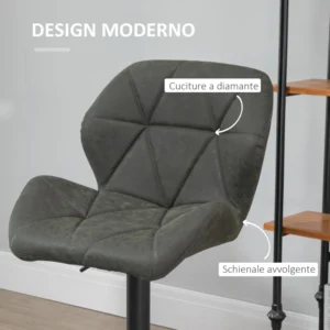 Σετ HOMCOM 2 περιστρεφόμενα σκαμπό μπαρ με ρυθμιζόμενο ύψος, κάλυμμα από δερματίνη και στρογγυλή βάση - γκρι 835-506V01CG - Image 4