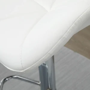 HOMCOM Σετ 2 περιστρεφόμενα σκαμπό μπαρ με ρυθμιζόμενο ύψος, κάλυμμα από δερματίνη και στρογγυλή βάση - Λευκό 835-506V02WT - Image 5