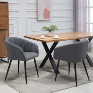 HOMCOM Σετ 2 Μοντέρνες Επενδυμένες Καρέκλες με Υφασμάτινη Ταπετσαρία, Σαλόνι και ξαπλώστρες με πόδια - Σκούρο Γκρι 835-532CG - Image 4