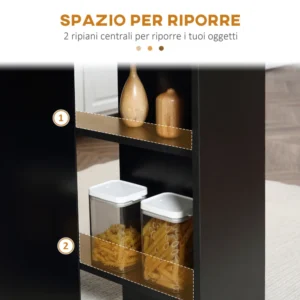 HOMCOM Πτυσσόμενο Ξύλινο Τραπέζι για 4-6 Άτομα με Ρόδες, 75x140x74cm, Μαύρο 835-621V00BK - Image 3