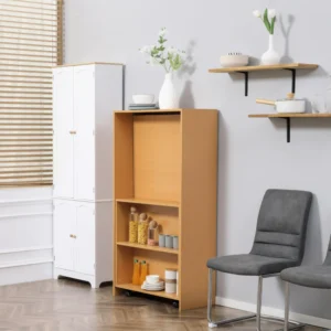 HOMCOM Πτυσσόμενη Τραπεζαρία max 3 ατόμων, σε μοριοσανίδα και ατσάλι, 75x144x144,5 cm, χρώμα ξύλου 835-681ND - Image 6