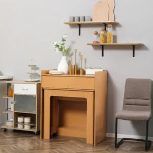 HOMCOM Πτυσσόμενη τραπεζαρία max 5 ατόμων σε μοριοσανίδα και ατσάλι, 84x180x100 cm, χρώμα ξύλου 835-682GY - Image 6