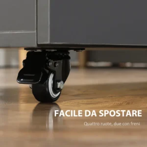 HOMCOM Πτυσσόμενο τραπέζι εξοικονόμησης χώρου για 4 άτομα Max με 4 ρόδες, κρυφό ράφι και ντουλάπι με πόρτες, 70x83x75 cm 835-683V01LG - Image 5