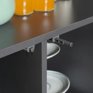 HOMCOM Πτυσσόμενο τραπέζι εξοικονόμησης χώρου για 4 άτομα Max με 4 ρόδες, κρυφό ράφι και ντουλάπι με πόρτες, 70x83x75 cm 835-683V01LG - Image 7