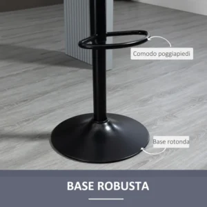 HOMCOM Σετ 2 σκαμπό μπαρ με πλάτη και υποπόδιο, περιστρεφόμενο με ρυθμιζόμενο ύψος, γκρι 835-738V00GY - Image 3