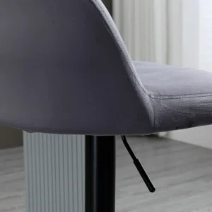 HOMCOM Σετ 2 σκαμπό μπαρ με πλάτη και υποπόδιο, περιστρεφόμενο με ρυθμιζόμενο ύψος, γκρι 835-738V00GY - Image 6