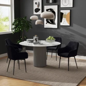 HOMCOM Σετ 2 Καρέκλες για Μοντέρνα Τραπεζαρία με Μπράτσα Καπιτονέ Κάθισμα και Ατσάλινα Πόδια 54x57x80cm Μαύρο 835-771V00BK - Image 6